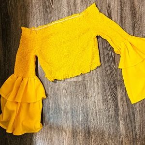 Plus Layered Sleeve Off The Shoulder Top